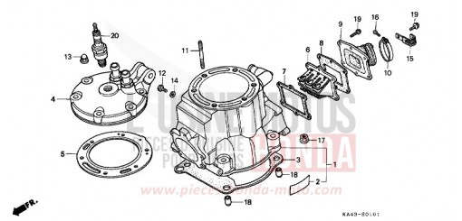 CYLINDER/CYLINDER HEAD (2) CR250RF de 1985